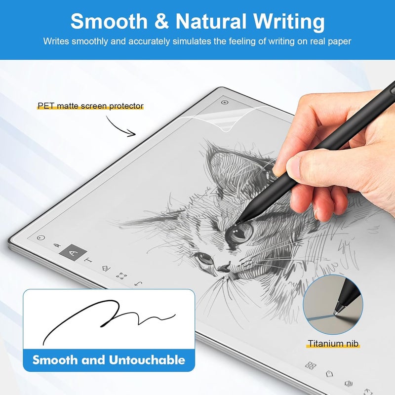 REEYEAR Titanium Pencil Tip & PET Matte Screen Protector Bundle fits for Remarkable Paper Pro E-Reader for True Paper Feel Smooth Writing–No Wear Out Fine Tip+Anti-Glare Protect Film, Crystal Clear - Image 3
